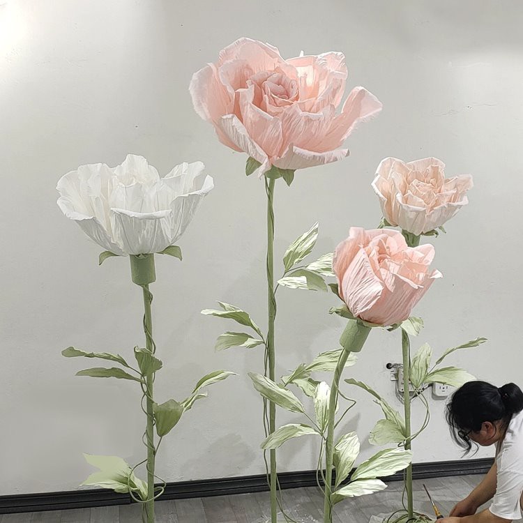 Blodyn papur addurniadol rhosyn blodeuog trydan